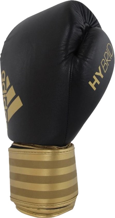Gants De Boxe Hybrid 10 - 10oz, Noir/Or - PU Extérieur, Mousse Moulée, Fermeture Auto-Adhésive
