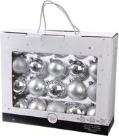 Decoris Kerstballen - 42st - kunststof - zilver - 5-6-7 cm