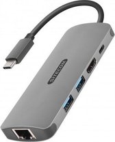 Sitecom - Usb C Multiport adapter naar 1 USB-C poort, 2 USB poorten, 4K HDMI, RJ45, PD