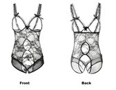 Plus size Body stocking open BH en open kruis zwart mt.44-46