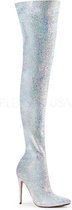 COURTLY-3015 - (EU 37 = US 7) - 5 Glitter Thigh High Boot, 1/3 Side Zip