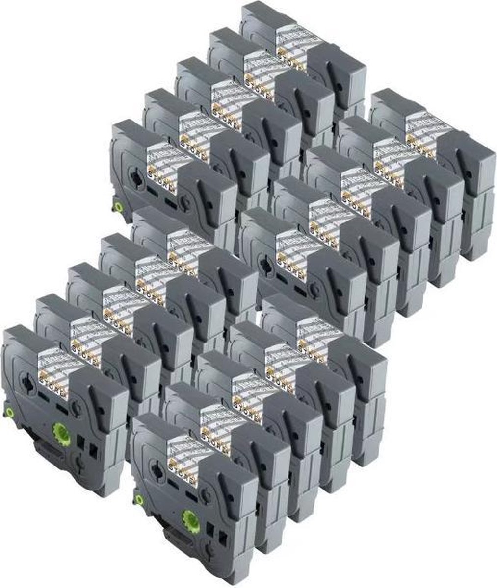 20 Roll Compatible voor Brother TZe-121 / TZ-121 Zwart op Transparant Label Tapes voor P-touch PT-1000 GL-H100 GL-H105 GL-200 PT-1080 PTE-550WVP, PT-1160, PT-1170, PT-1180 Label Printer / 9mm x 8m