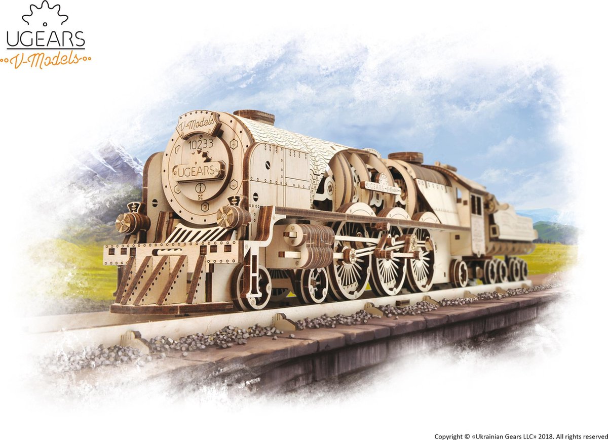 UGEARS Houten 3D Model - V-Express Stoomtrein — afbeelding 9