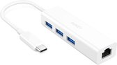 Aukey USB Hub 3 x USB 3.0 poorten + LAN poort - Wit