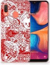 Geschikt voor Samsung Galaxy A20e TPU Silicone Hoesje Design Angel Skull Red