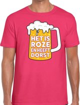 Roze Het is roze en heeft dorst t-shirt heren L
