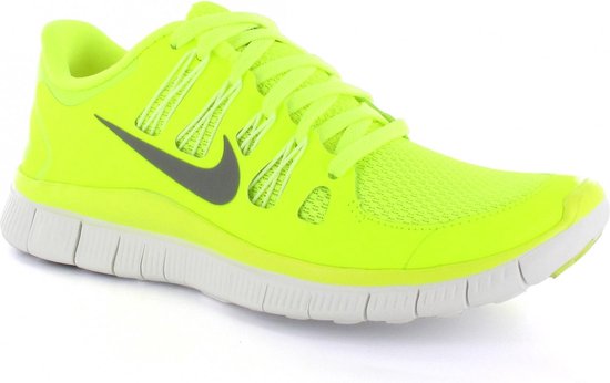 Nike Women's Free 5.0 + Hardloopschoenen - Kinderen - Maat 35,5 - Fluor Geel;Grijs