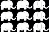 9 Witte Olifanten - muursticker olifant - kinderkamer sticker - stikker - olifantje - olifantjes - 28 x 19 cm