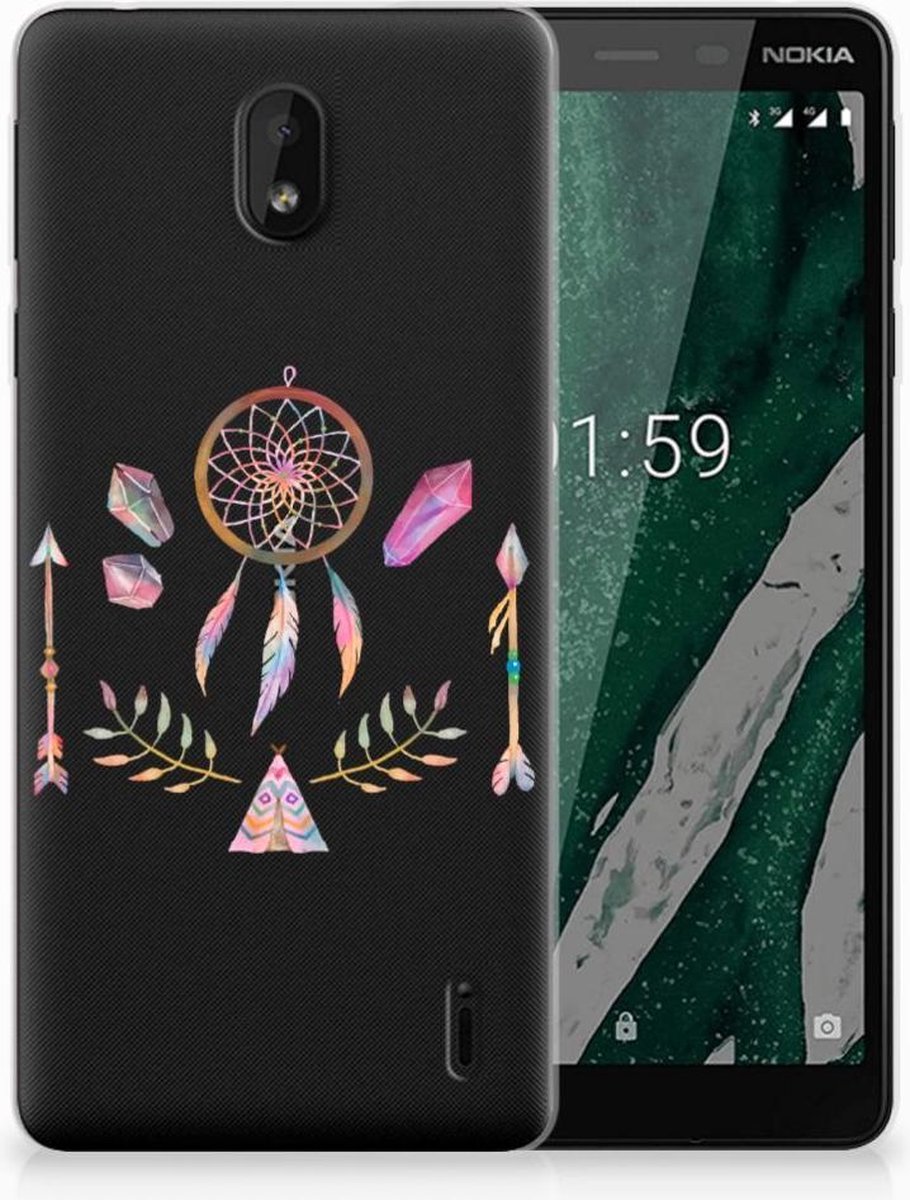 Nokia 1 Plus Telefoonhoesje met Naam Boho Dreamcatcher