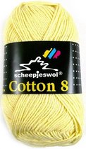 Cotton 8 Scheepjes 508 Lichtgeel. 14 BOLLEN a 50 GRAM. KL.NUM. 04.