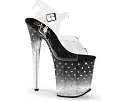 Pleaser - STARDUST-808T Sandaal met enkelband, Paaldans schoenen - Paaldans schoenen - 39 Shoes - Zwart/Wit