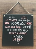 Zinken tekstbord hartvorm tekst voor jou - antraciet - 20x20 cm.