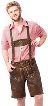 Tannhauser Lederhosen Starnberg Kort 100% Echt Leder Oktoberfest Heren Lederhosen Man - Donkerbruin- Leer- 3XL