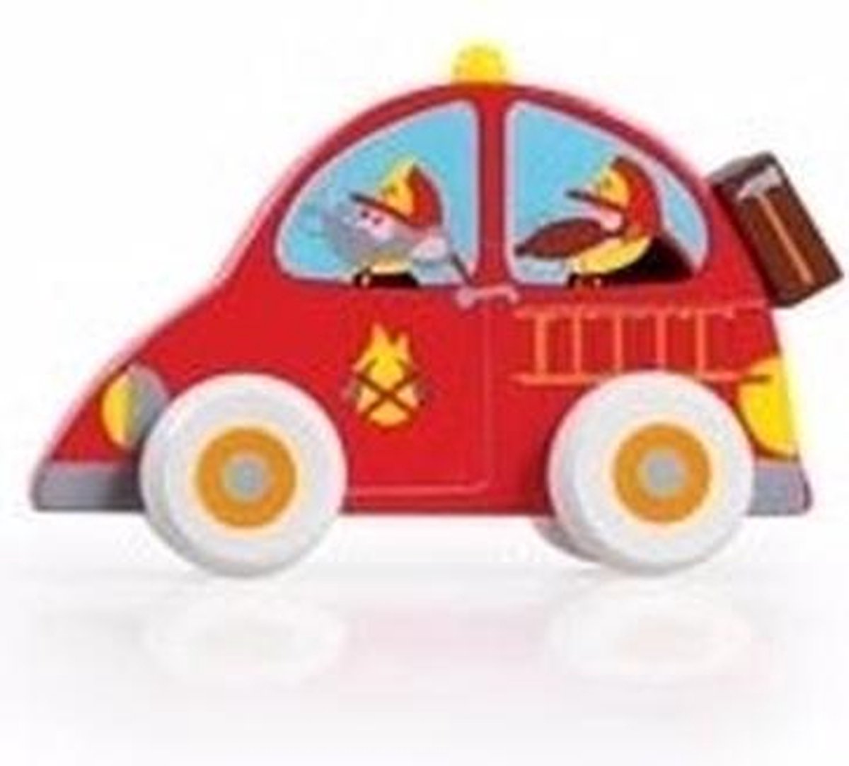 Houten speelgoed rode brandweerauto 10 cm