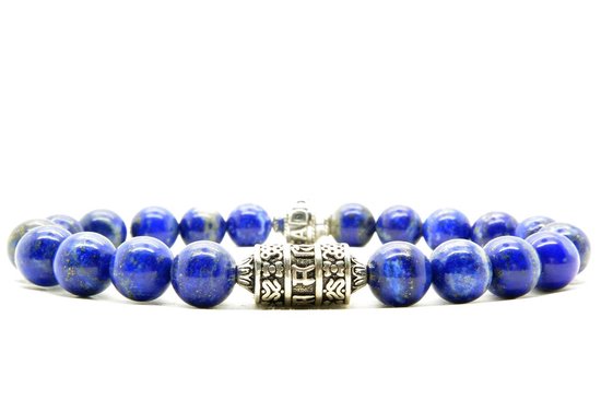 Beaddhism - Armband - Lapis - Mantra - Sterling Zilver - 8 mm - 23 cm