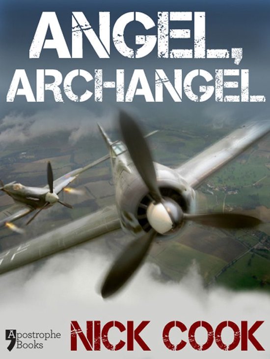Boek kaft met de titel "Angel, Archangel" en "Nick Cook". Twee gevechtsvliegtuigen vliegen door de wolken.