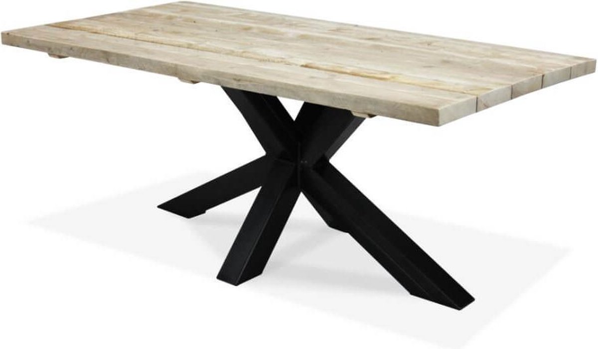 Steigerhouten tafel - 5 dik - 200x100 - oud steigerhout - metalen Matrix  onderstel | bol.com