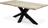 Steigerhouten tafel - 5 dik - 200x100 - oud steigerhout - metalen Matrix onderstel