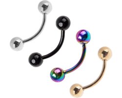 Fako Bijoux® - Wenkbrauw Piercing - 3mm - Set - 4 Stuks
