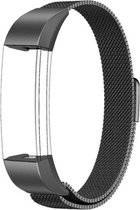 YONO Milanees Bandje Zwart geschikt voor Fitbit Alta HR - Vervangende RVS Armband met Magneetsluiting – Large