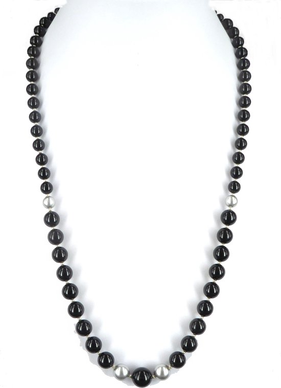 Collier de perles long 70cm composé de perles Swarovski noires | bol.com