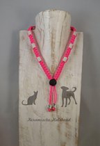 Keramische Halsband (dé natuurlijke teken bestrijding) Reflecterend neon roze maat XS