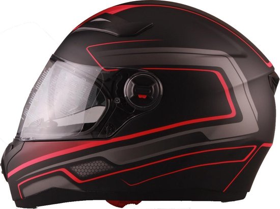 Foto: Helm vito falcone integraal zonnevizier mat zwart rood l scooter motor