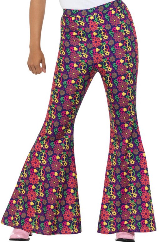 SMIFFYS - Flower Power hippie broek voor dames - S - Volwassenen