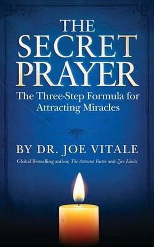 Boek "The Secret Prayer" met kaarsvlam. De formule voor het aantrekken van wonderen.