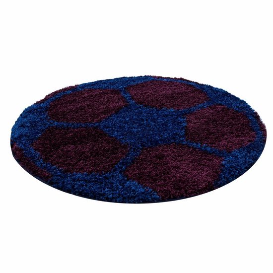 Tapis Voetbal Rond Enfant Bleu Foncé-Bordeaux 120 X 120 CM