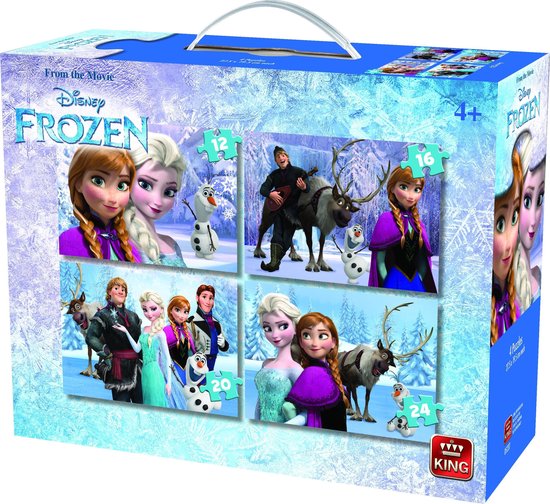 Disney 4-in-1 Puzzle Frozen - Vier Kinderpuzzels in een Koffertje - King