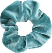 Kraagjeskopen.nl® Scrunchie Velvet Turquoise Haarelastiek Haaraccessoire - 1 stuk Haarwokkel