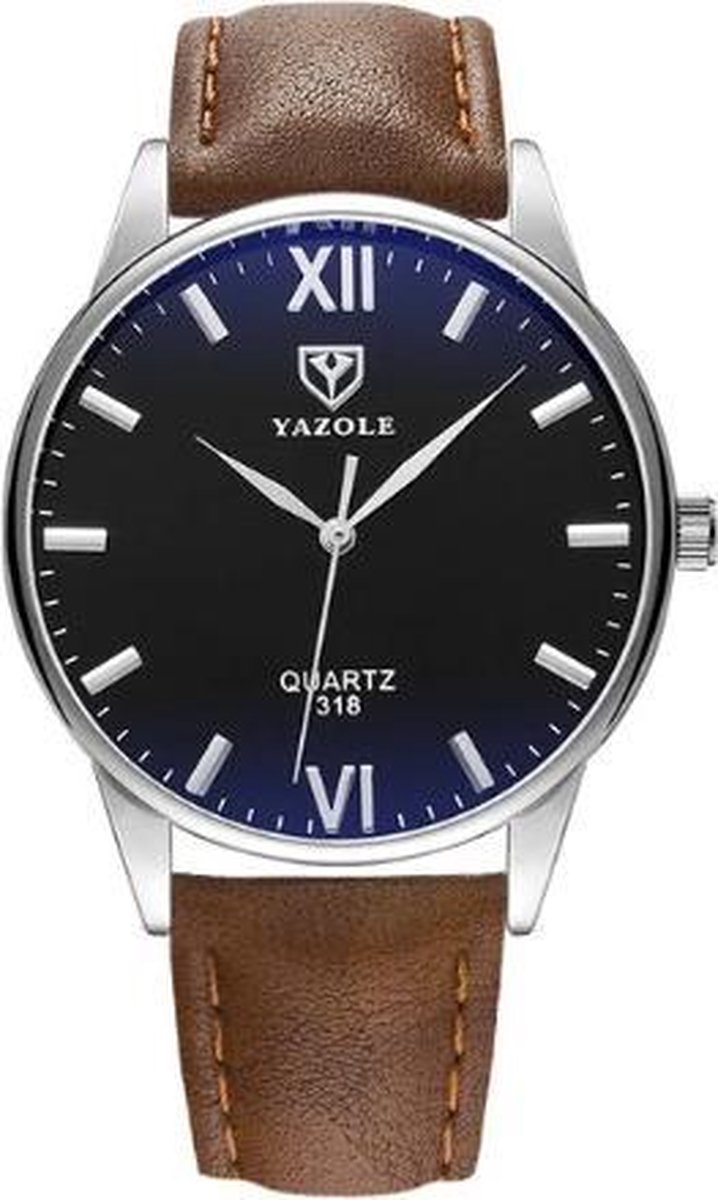 Yazole - heren horloge - bruin- zwart 40 mm - I-deLuxe verpakking
