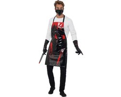 Smiffys - Bloody Surgeon/ Butcher Kostuum Accessoire Set - Zwart/Rood