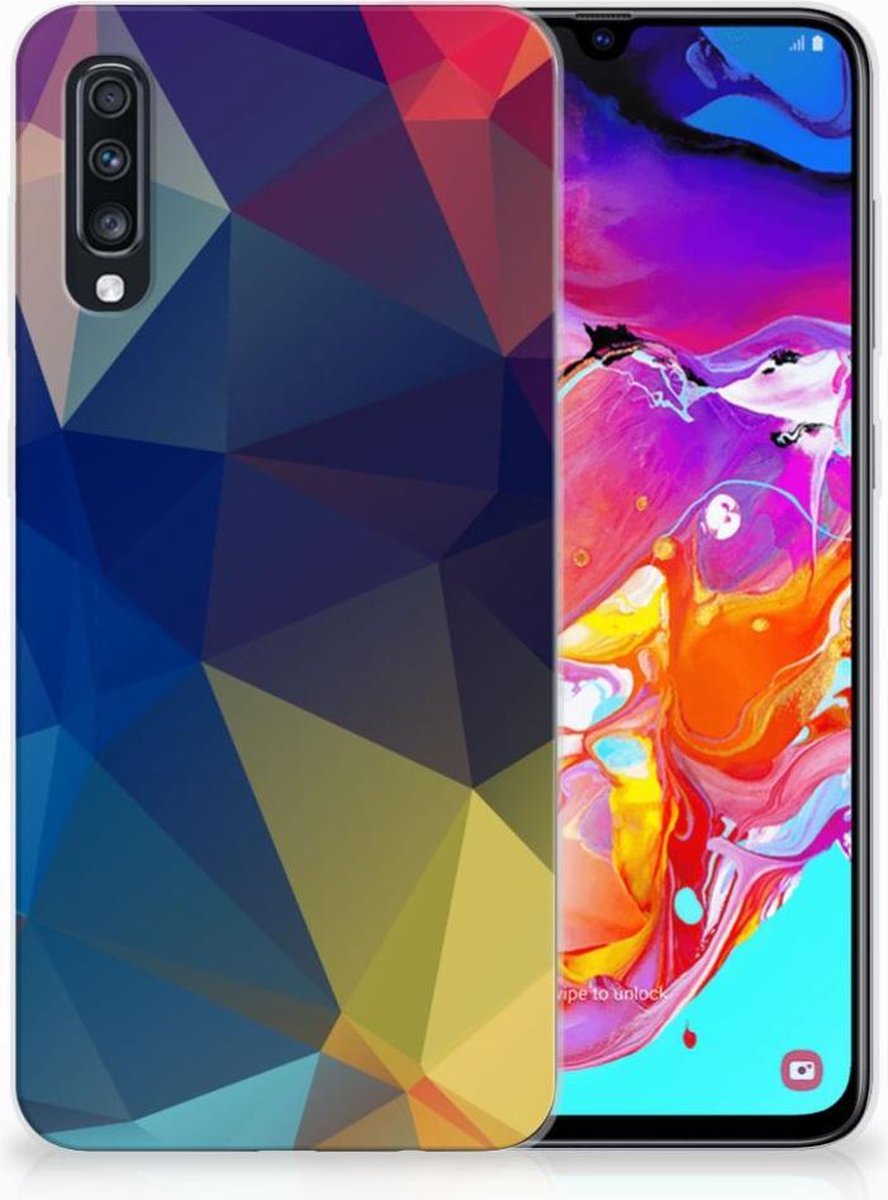 Samsung Galaxy A70 TPU Hoesje Polygon Dark
