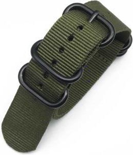 Premium Olive Green - Zulu Nato strap 20mm - Horlogeband Olijf Groen