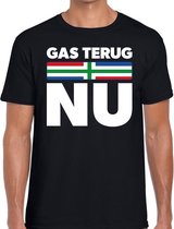 Groningen protest t-shirt gas terug NU zwart voor heren 2XL
