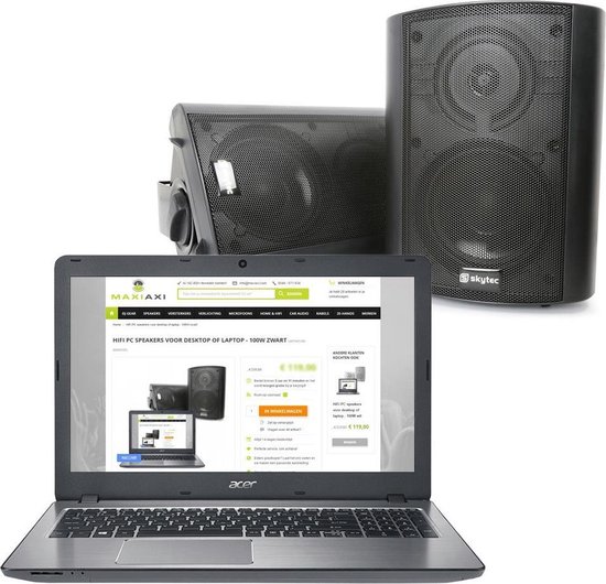 HIFI PC SPEAKERS VOOR DESKTOP OF LAPTOP 100W ZWART