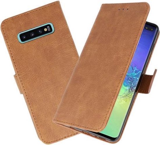 Bookstyle Wallet Cases Étui pour Samsung Galaxy S10 Plus Marron