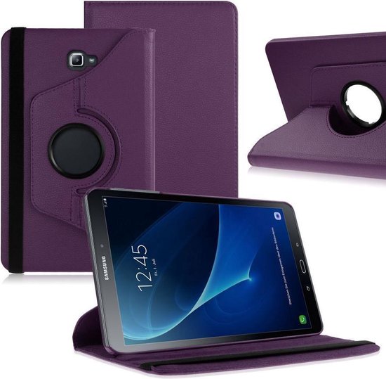 Case2go - Tablet hoes geschikt voor Samsung Galaxy Tab A 10.1 (2016/2018) draaibare cover hoes Paars - Case2go