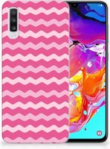 Geschikt voor Samsung Galaxy A70 TPU-siliconen Hoesje Waves Pink