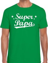 Super papa cadeau t-shirt groen voor heren S