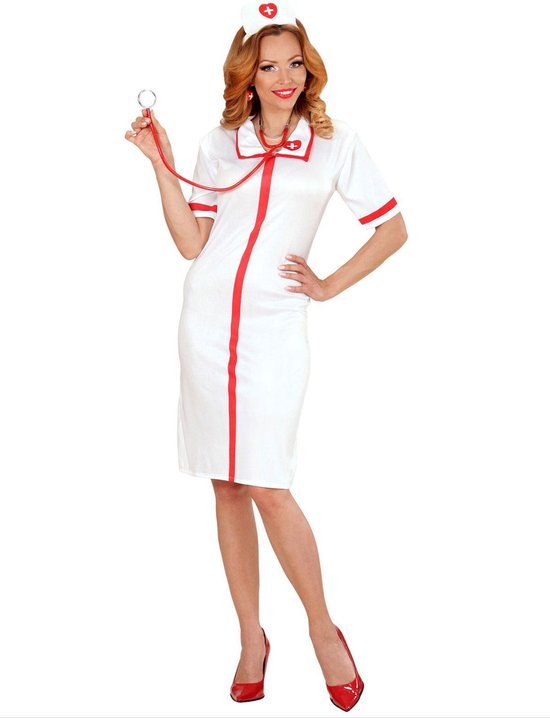 Sexy wit en rood verpleegster kostuum voor vrouwen - Verkleedkleding | bol