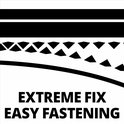 Zwart-wit logo met tekst: EXTREME FIX EASY FASTENING