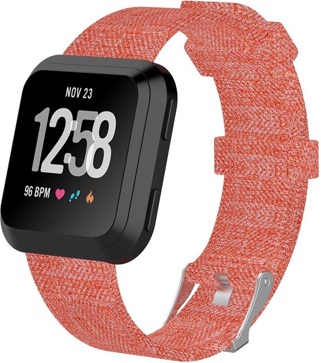KELERINO. Denim bandje voor Fitbit Versa - Oranje