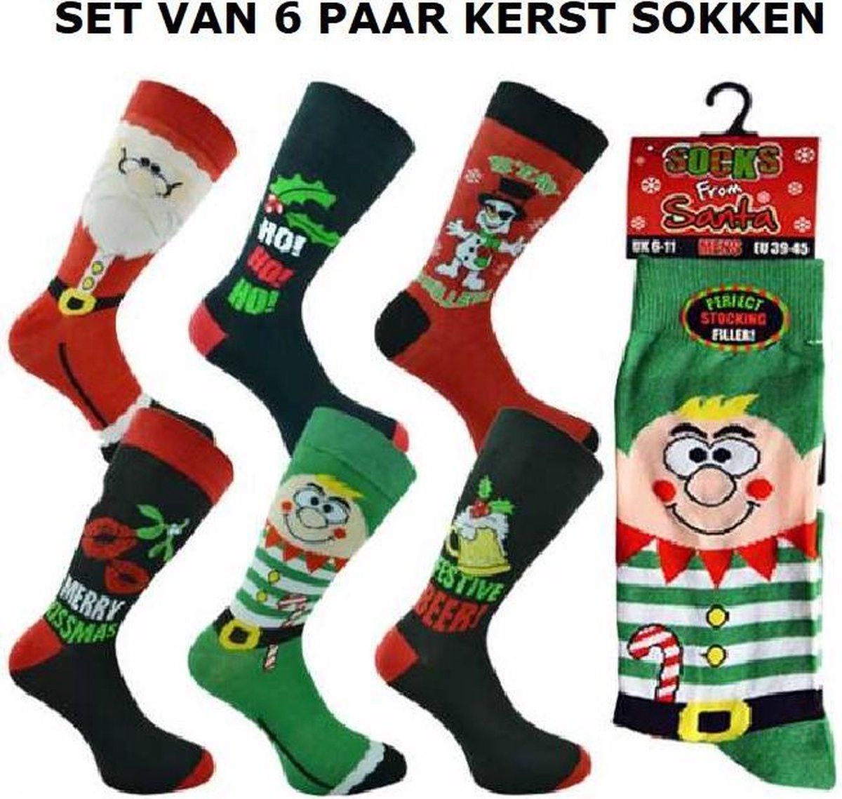 Set van 5 paar heren kerst sokken - maat 39 - 45 | bol.com