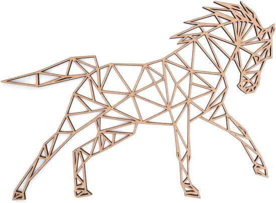 Geometrisch Paard - 90x65 cm - Dieren - Wanddecoratie - figuur