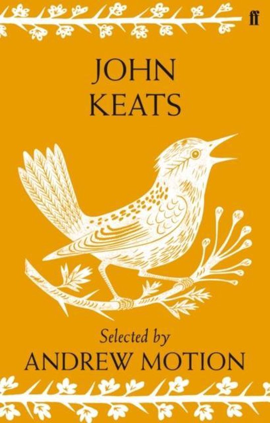 Boek kaft met een witte illustratie van een zangvogel op een tak, met de tekst JOHN KEATS en Selected by ANDREW MOTION.