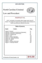 North Carolina Criminal Law and Procedure-Pamphlet # 6