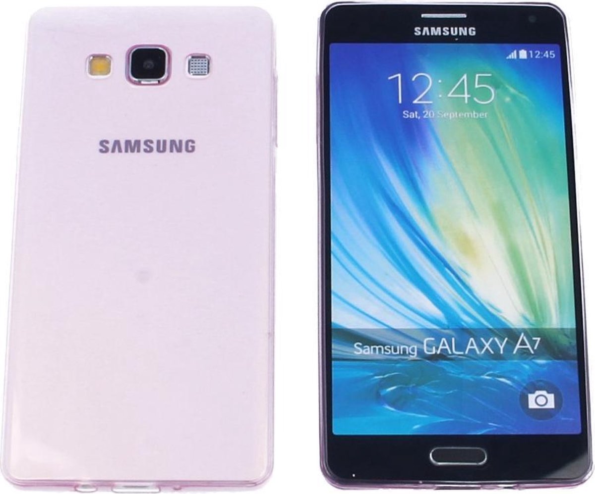 Samsung Galaxy A7 2016 (A710), 0.35mm Ultra Thin Matte Soft Back Skin Case Transparant Roze Pink